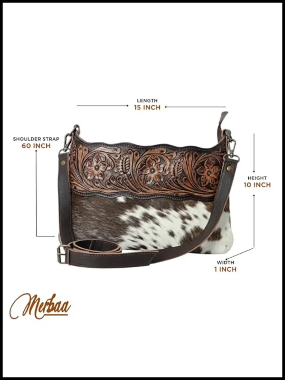 Genuine Cowhide Leather Crossbody Bag with Adjustable Strap